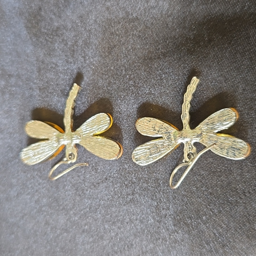 Yellow Beaded Bracelets and Dragonfly Earrings Set - Picture 4 of 5